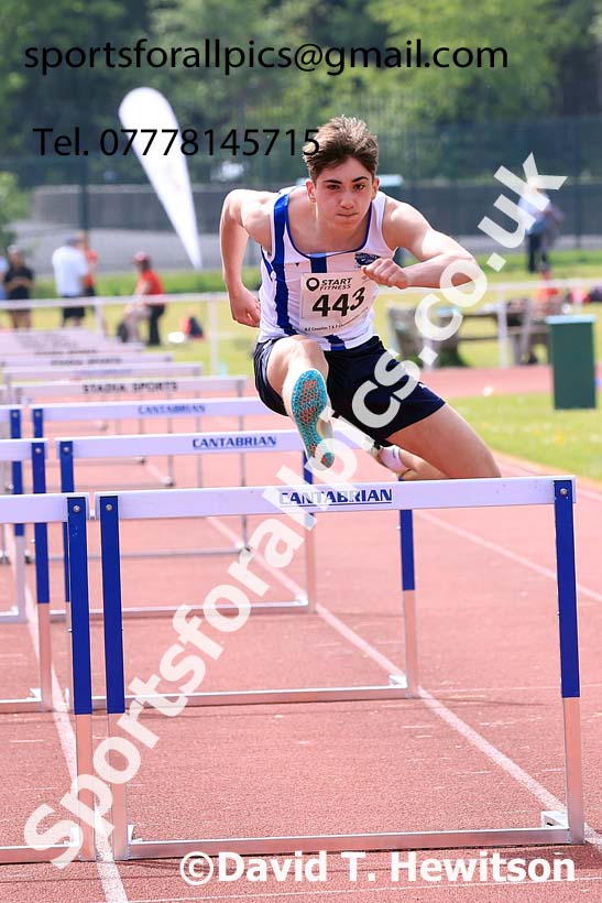 Mens Under-17s Hurdles, 2024 North Eastern Track and Field Champs., Middlesbrough.  Photo: David T. Hewitson/Sports for All Pics